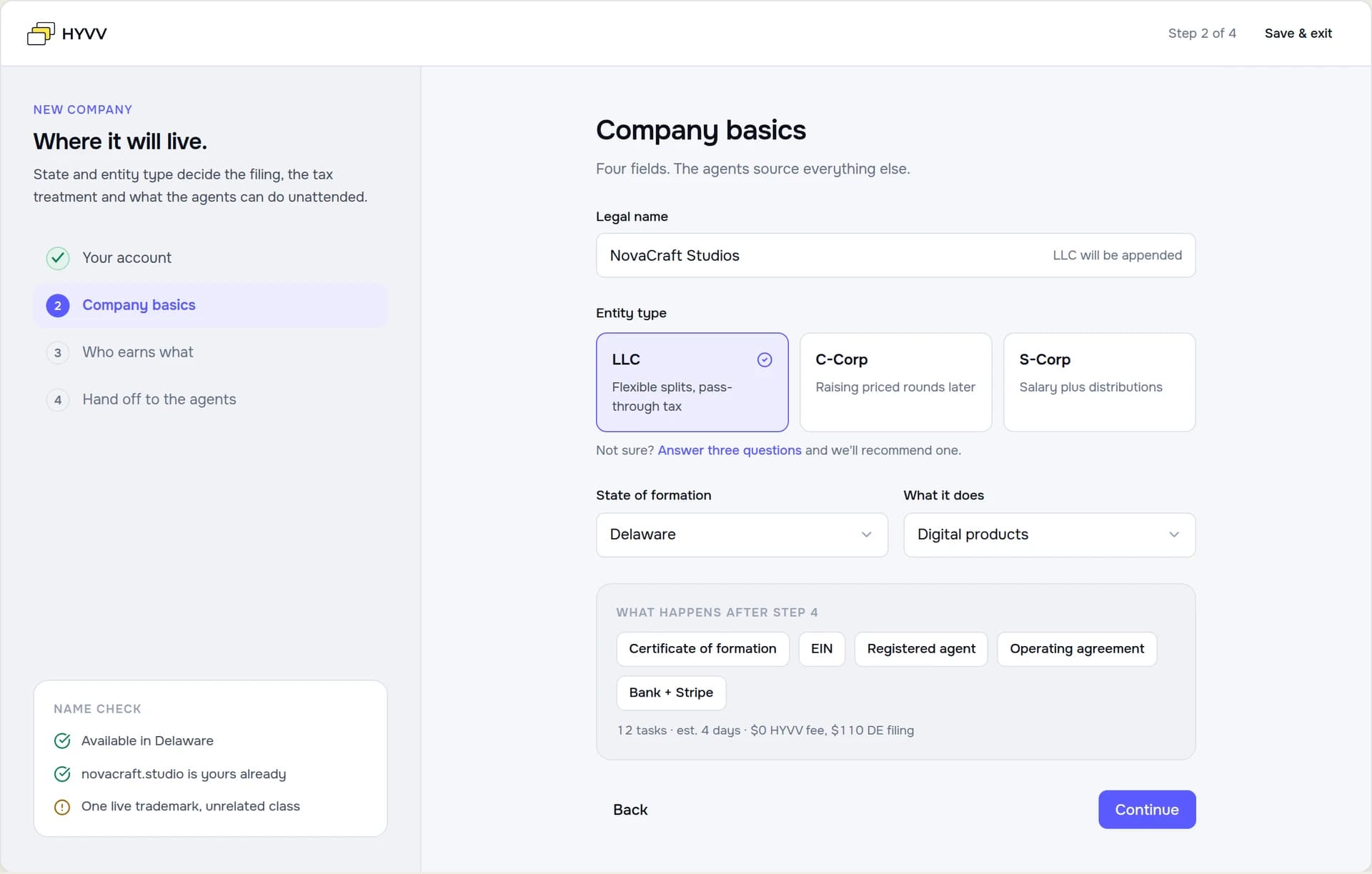 New-company onboarding — company basics