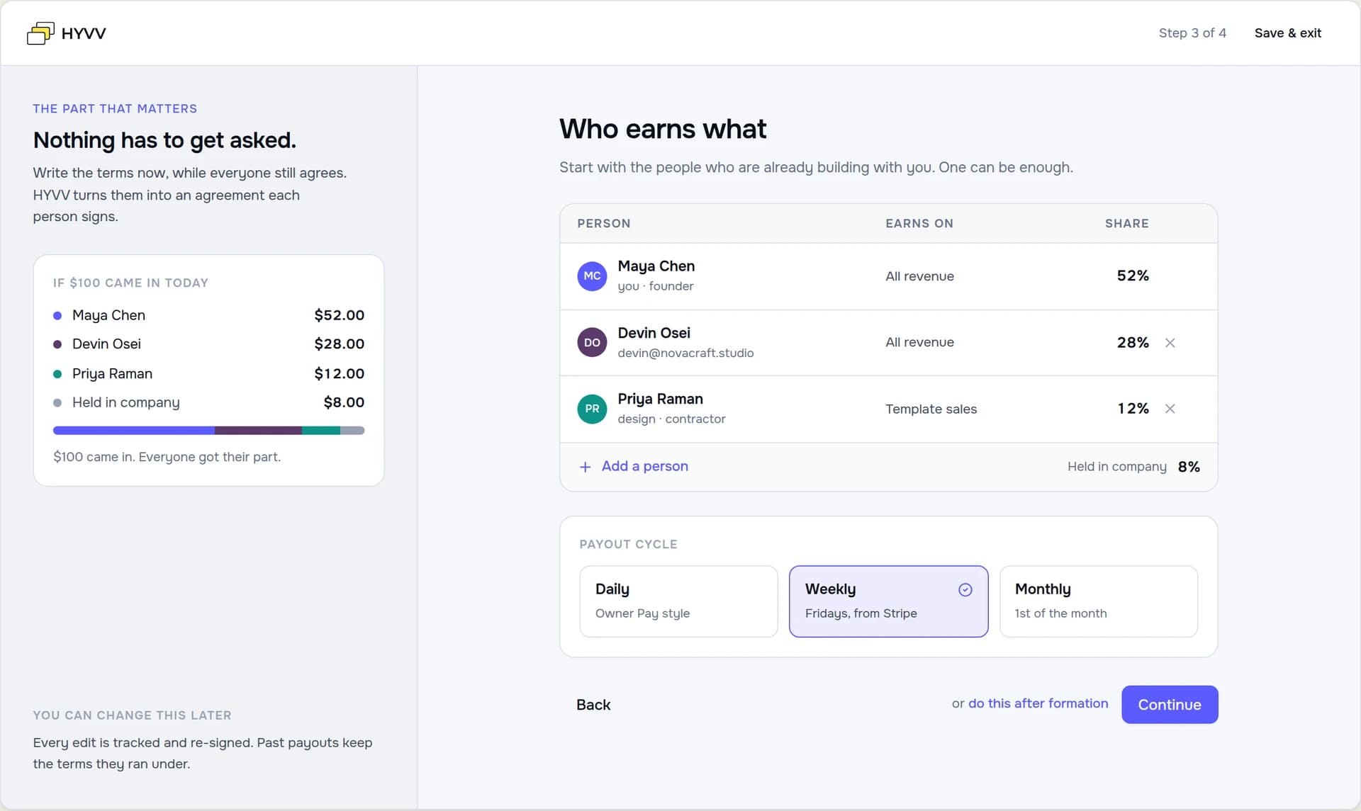 New-company onboarding — who earns what