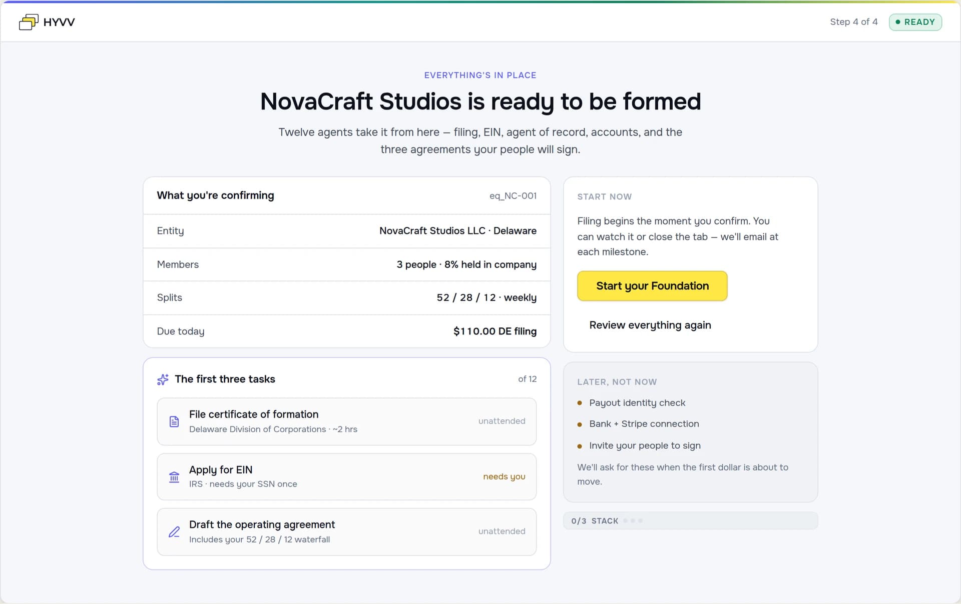 New-company onboarding — handoff into Hyper Formation
